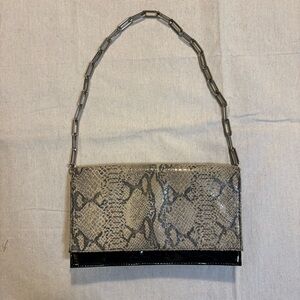 INC International Concepts 2000s Snakeskin Clutch with chrome Chain Strap